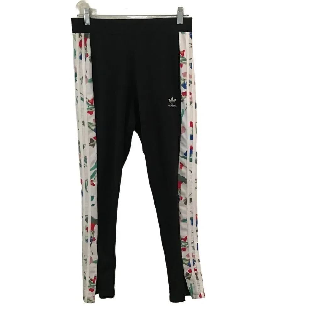 Adidas all over print tights floral leggings M/28* - Picture 1 of 10